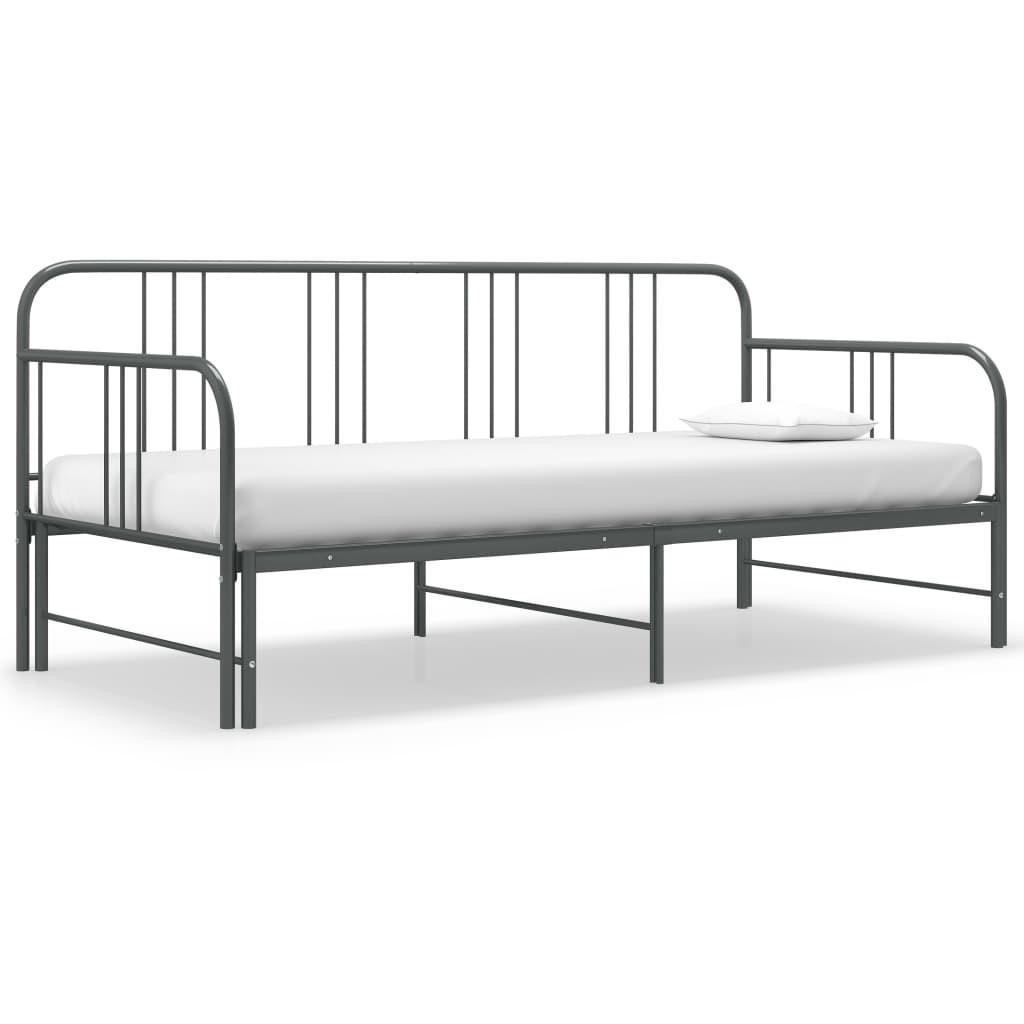 Sengestel til udtræksseng 90x200 cm metal grå