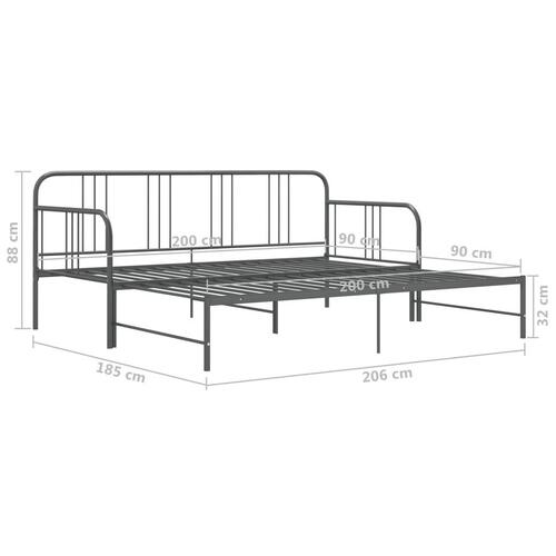 Sengestel til udtræksseng 90x200 cm metal grå