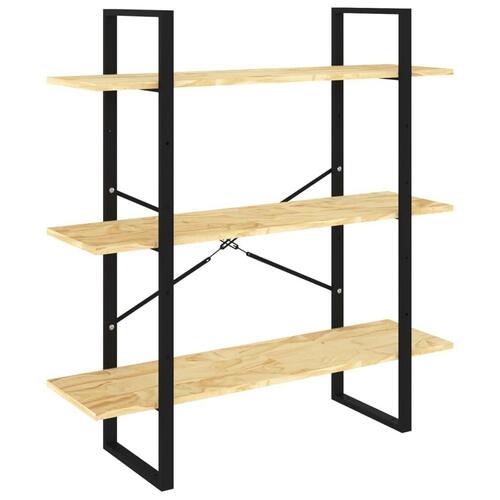 Bogreol 100x30x105 cm 3 hylder massivt fyrretræ