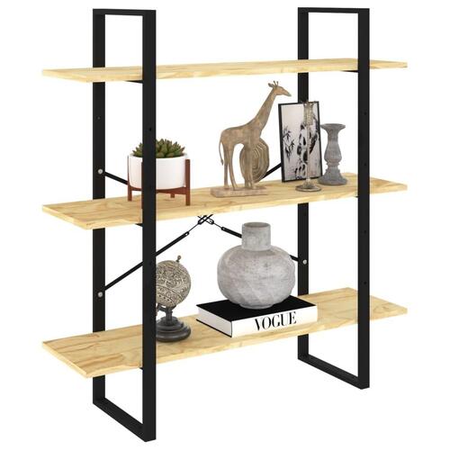 Bogreol 100x30x105 cm 3 hylder massivt fyrretræ