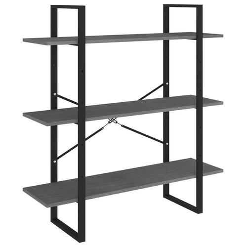 Bogreol med 3 hylder 100x30x105 cm massivt fyrretræ grå