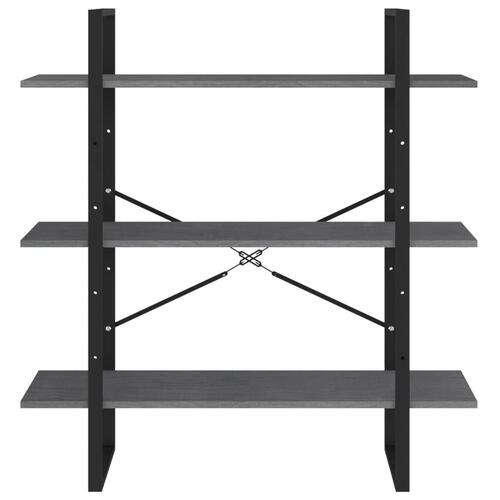 Bogreol med 3 hylder 100x30x105 cm massivt fyrretræ grå