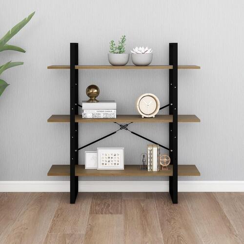 Bogreol 100x30x105 cm 3 hylder massivt fyrretræ