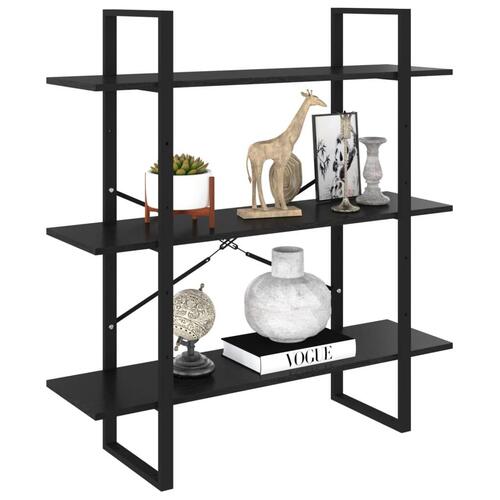 Bogreol med 3 hylder 100x30x105 cm massivt fyrretræ sort
