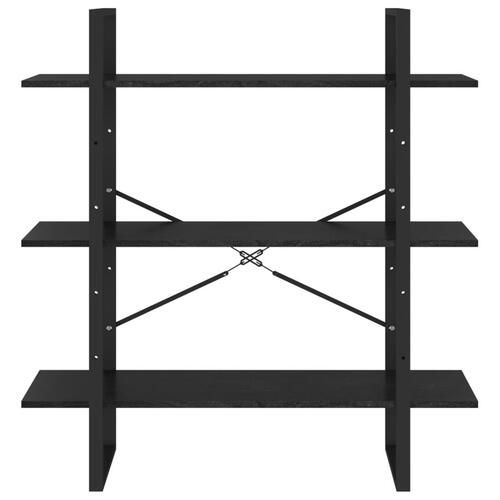 Bogreol med 3 hylder 100x30x105 cm massivt fyrretræ sort