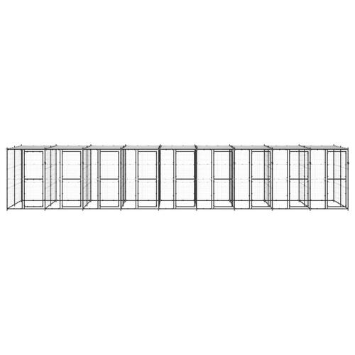 Udendørs hundebur med tag 21,78 m² stål