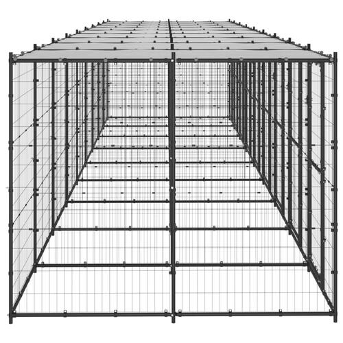 Udendørs hundebur med tag 21,78 m² stål