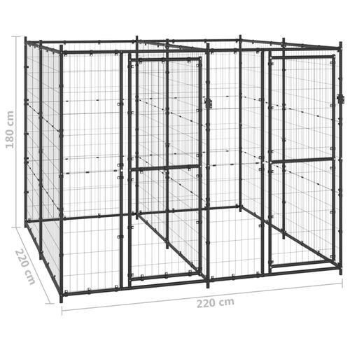Udendørs hundebur 4,84 m² stål