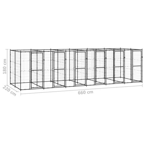 Udendørs hundebur 14,52 m² stål