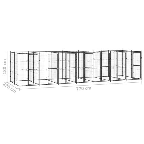 Udendørs hundebur 16,94 m² stål