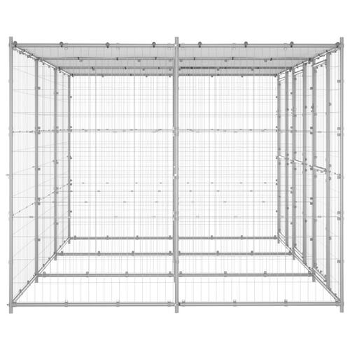 Udendørs hundebur med tag 7,26 m² galvaniseret stål