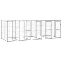 Udendørs hundebur med tag 12,1 m² galvaniseret stål