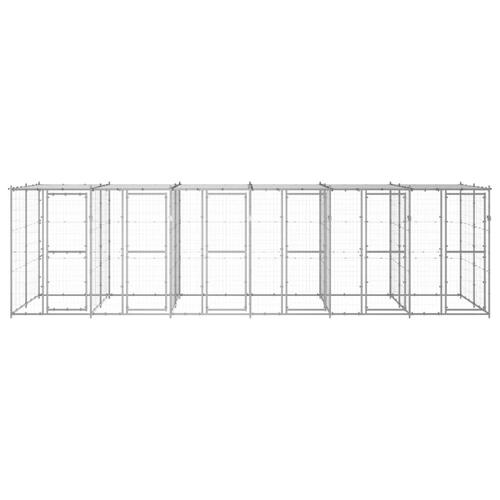 Udendørs hundebur med tag 14,52 m² galvaniseret stål