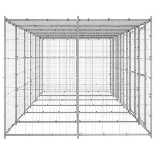 Udendørs hundebur med tag 14,52 m² galvaniseret stål