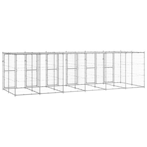 Udendørs hundebur med tag 14,52 m² galvaniseret stål