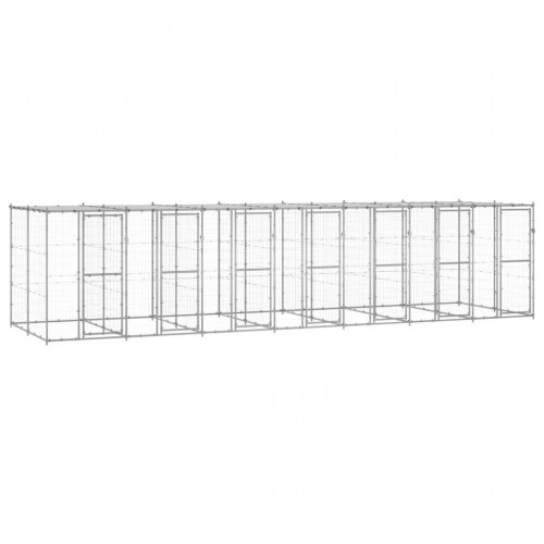 Udendørs hundebur med tag 16,94 m² galvaniseret stål