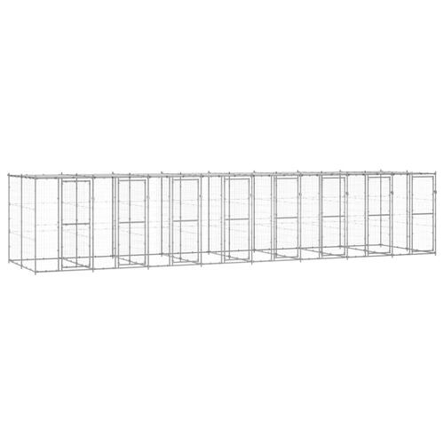 Udendørs hundebur med tag 19,36 m² galvaniseret stål