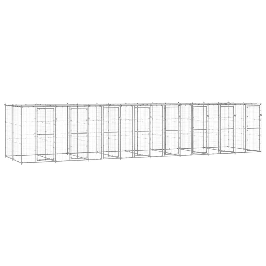 Udendørs hundebur med tag 19,36 m² galvaniseret stål