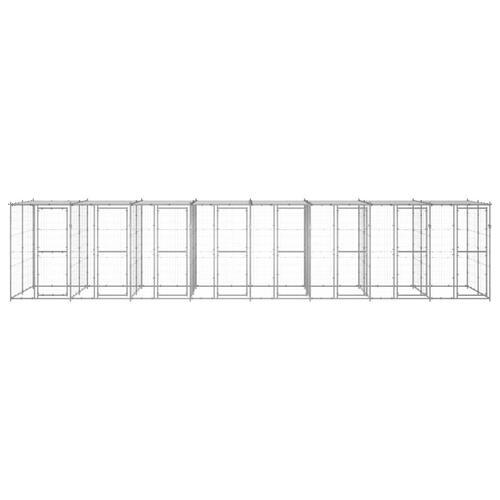 Udendørs hundebur med tag 19,36 m² galvaniseret stål