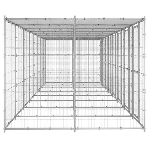 Udendørs hundebur med tag 19,36 m² galvaniseret stål