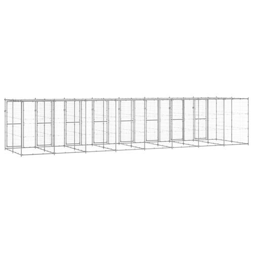 Udendørs hundebur med tag 19,36 m² galvaniseret stål