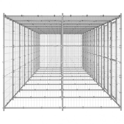 Udendørs hundebur med tag 21,78 m² galvaniseret stål
