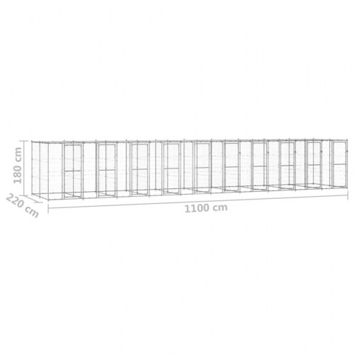 Udendørs hundebur med tag 24,2 m² galvaniseret stål
