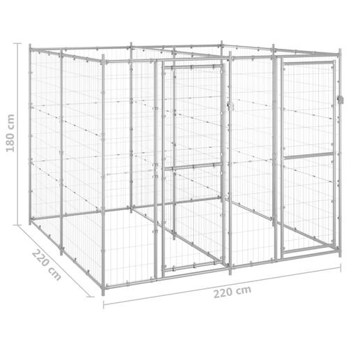 Udendørs hundebur 4,84 m² galvaniseret stål