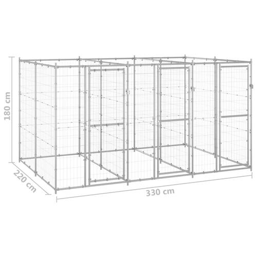 Udendørs hundebur 7,26 m² galvaniseret stål