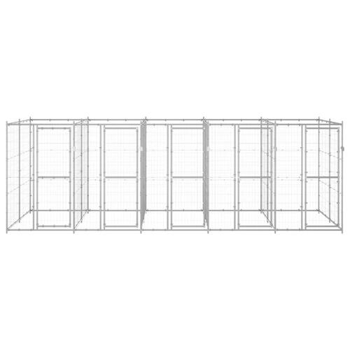 Udendørs hundebur 12,1 m² galvaniseret stål