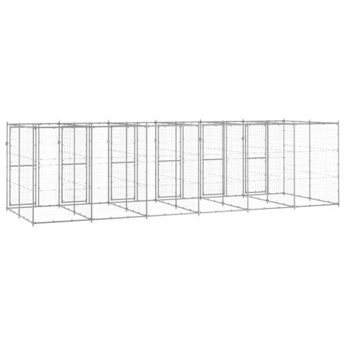 Udendørs hundebur 14,52 m² galvaniseret stål