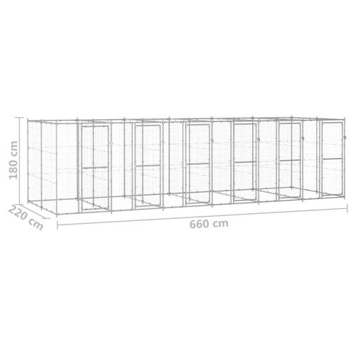 Udendørs hundebur 14,52 m² galvaniseret stål
