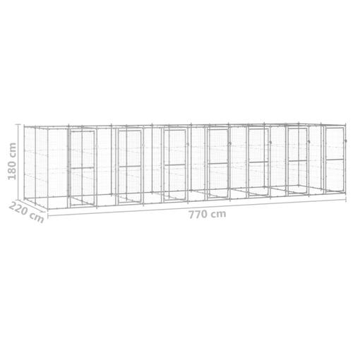Udendørs hundebur 16,94 m² galvaniseret stål
