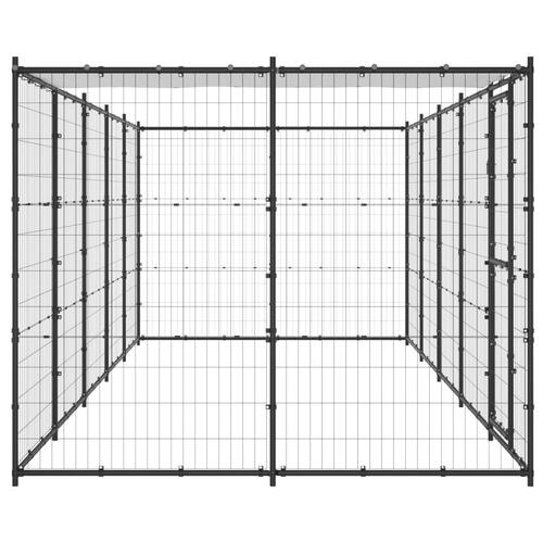 Udendørs hundebur med tag 12,1 m² stål