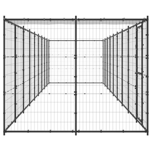 Udendørs hundebur med tag 21,78 m² stål