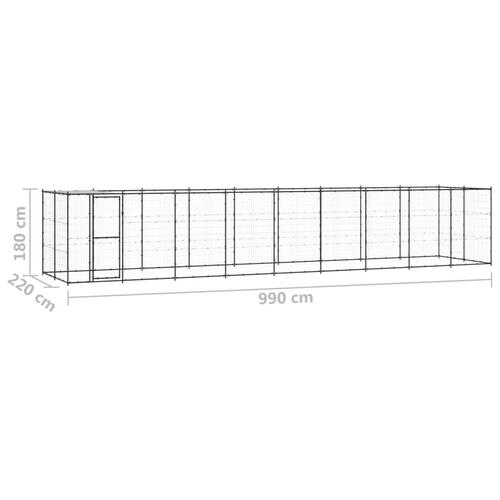 Udendørs hundebur med tag 21,78 m² stål