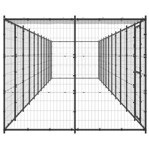 Udendørs hundebur med tag 26,62 m² stål