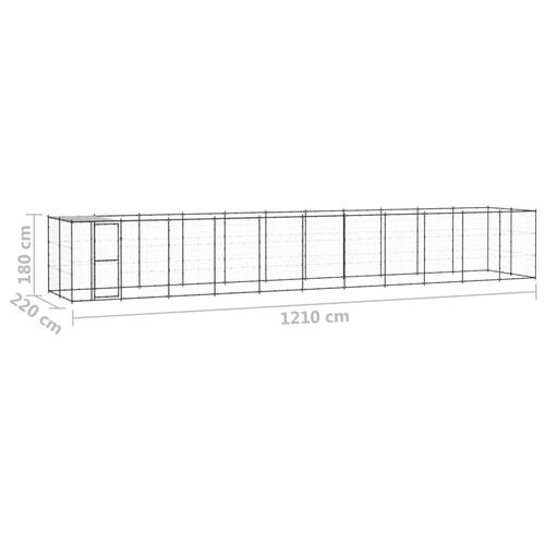 Udendørs hundebur med tag 26,62 m² stål