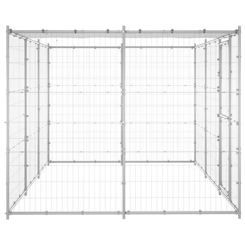 Udendørs hundebur med tag 7,26 m² galvaniseret stål