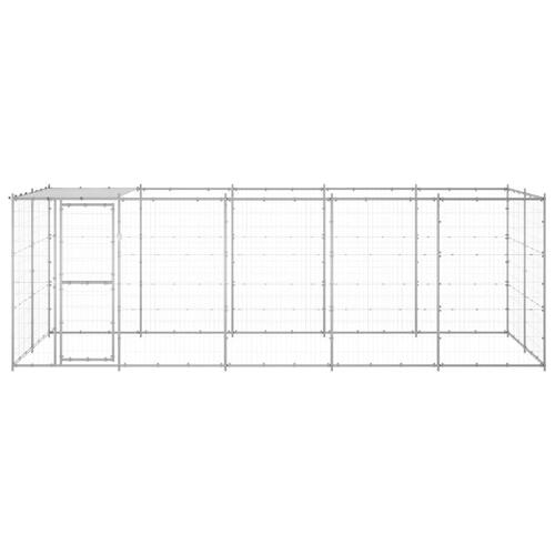 Udendørs hundebur med tag 12,1 m² galvaniseret stål