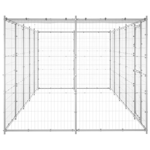 Udendørs hundebur med tag 12,1 m² galvaniseret stål