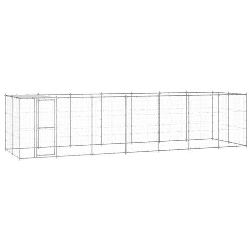 Udendørs hundebur med tag 16,94 m² galvaniseret stål
