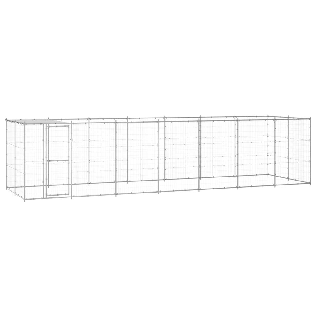 Udendørs hundebur med tag 16,94 m² galvaniseret stål