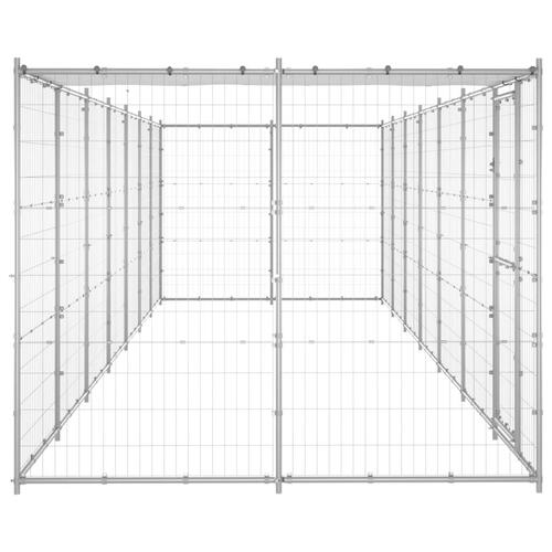 Udendørs hundebur med tag 16,94 m² galvaniseret stål
