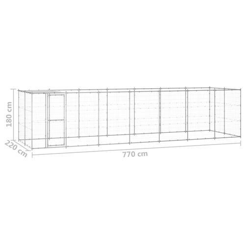 Udendørs hundebur med tag 16,94 m² galvaniseret stål