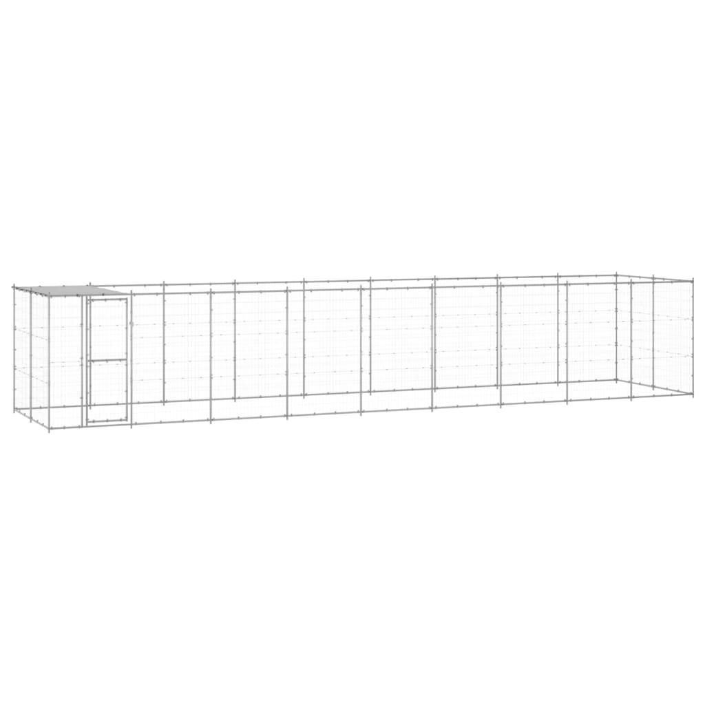 Udendørs hundebur med tag 21,78 m² galvaniseret stål