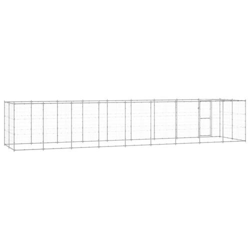 Udendørs hundebur med tag 21,78 m² galvaniseret stål