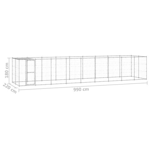 Udendørs hundebur med tag 21,78 m² galvaniseret stål