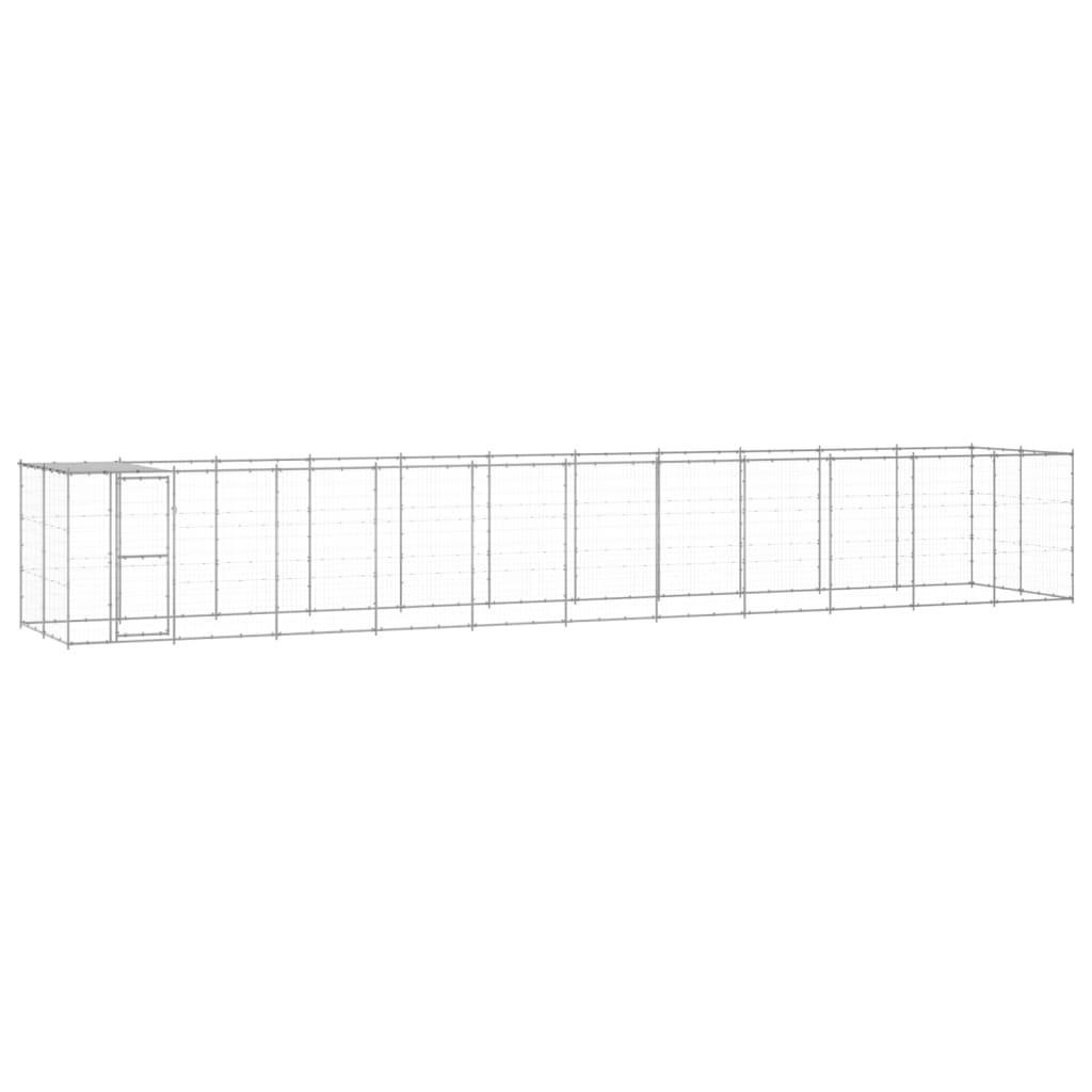 Udendørs hundebur med tag 26,62 m² galvaniseret stål