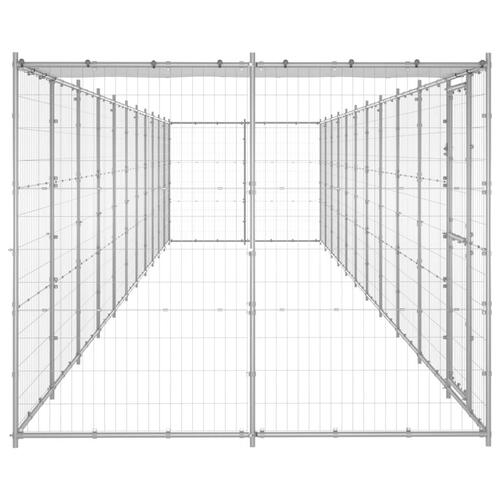 Udendørs hundebur med tag 26,62 m² galvaniseret stål